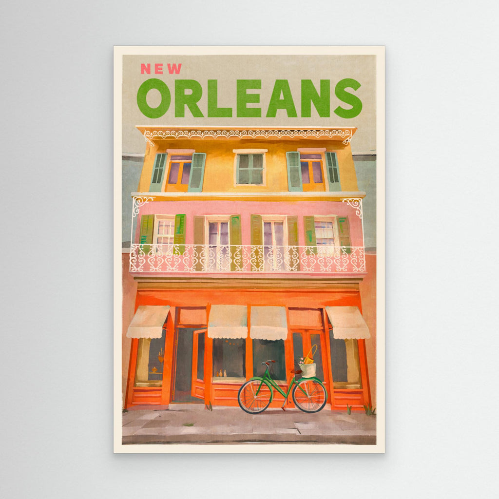 New Orleans Vintage Travel Poster | French Quarter Wall Art - Framed Pop Art