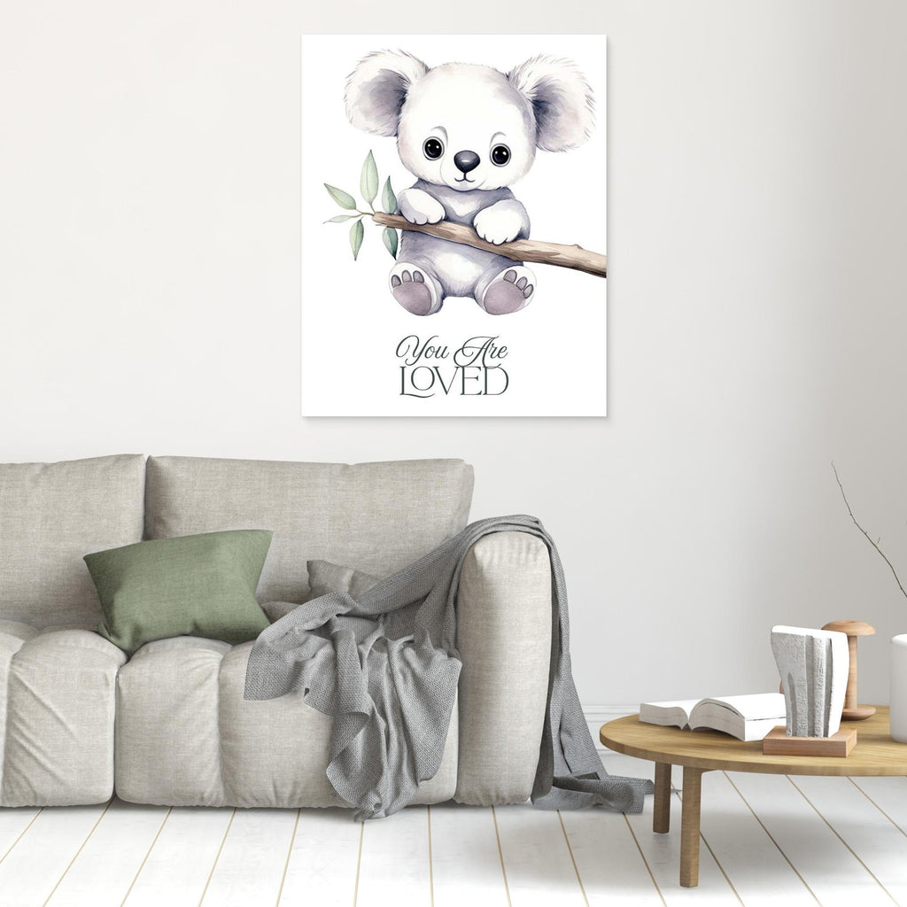 You Are Loved Koala Nursery Wall Art Canvas Decor - Framed Pop Art