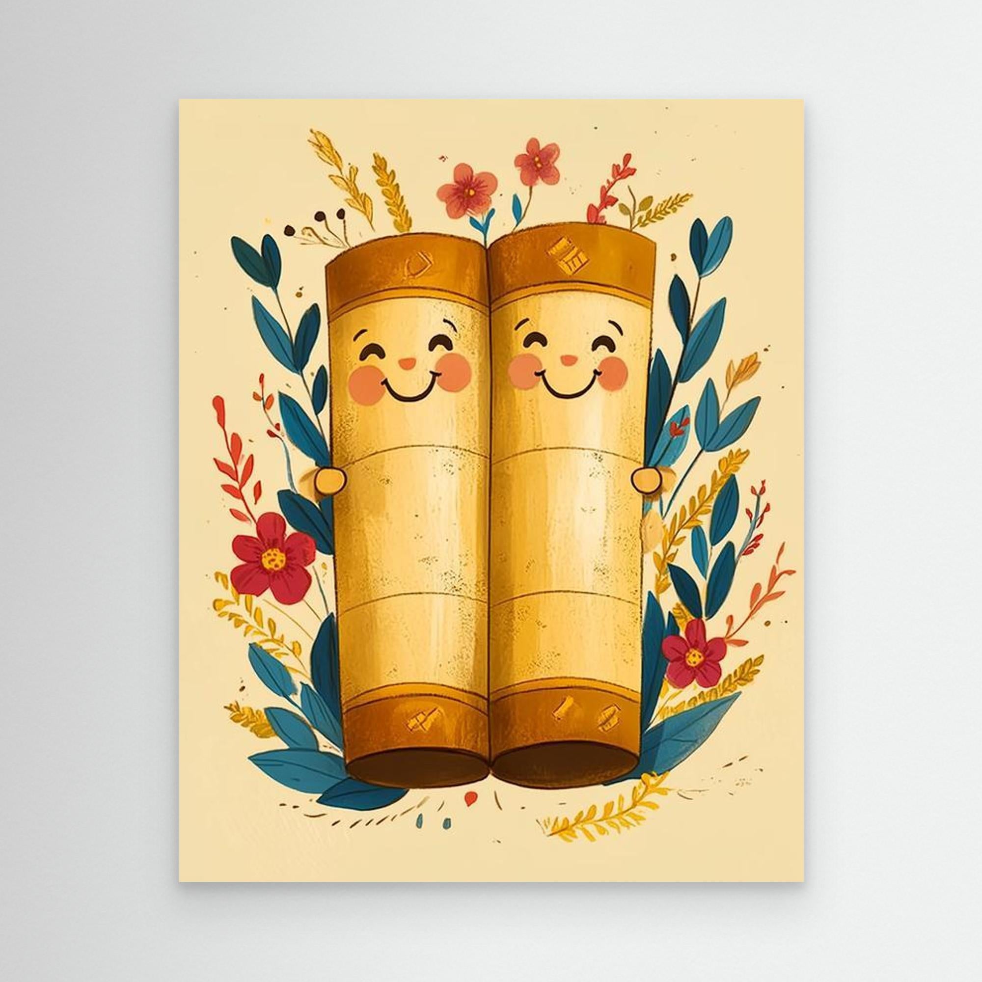 Cute Happy Scrolls Art Print | Whimsical Nursery Wall Decor - Framed Pop Art