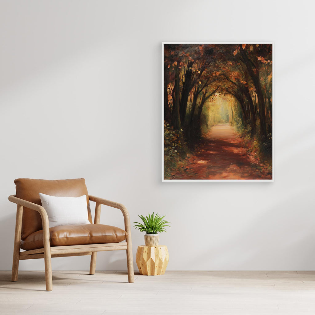 Hallway Autumn Woodland Path Canvas Wall Art Print - Framed Pop Art