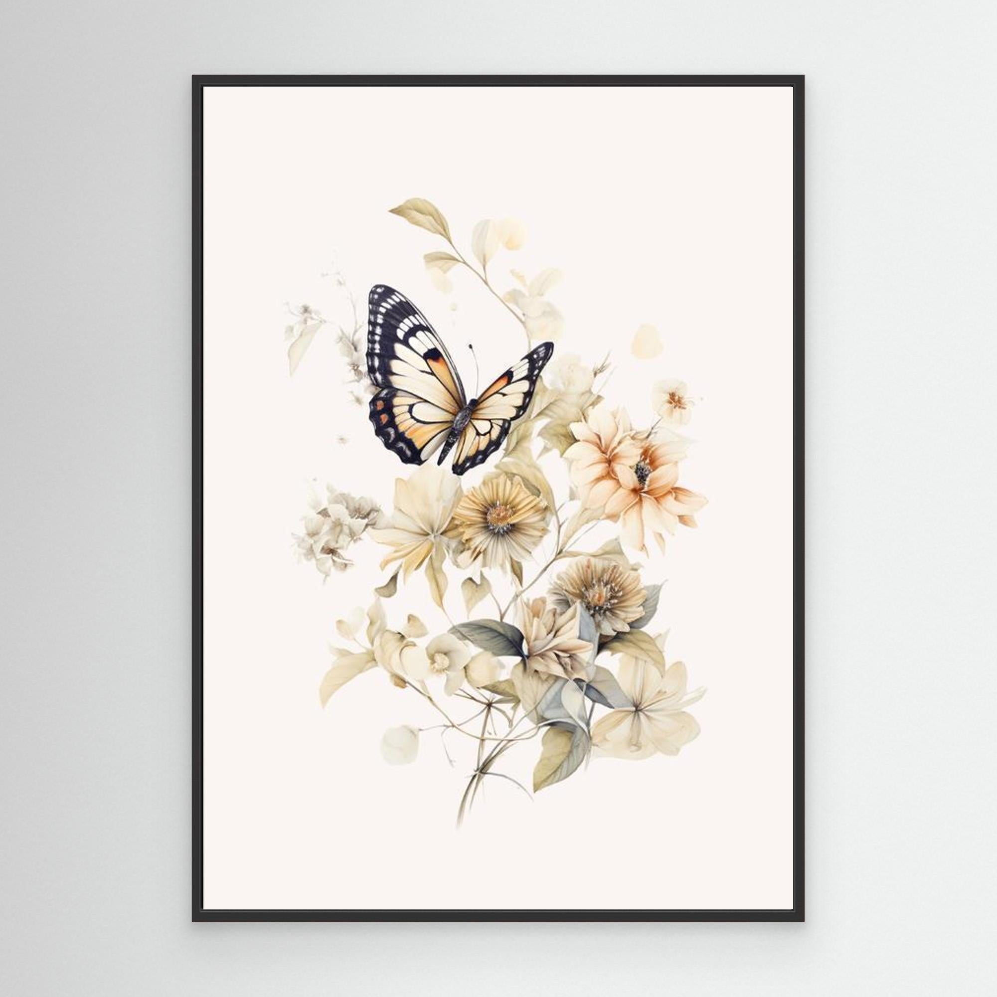 Butterfly Botanical Wall Art | Soft Nursery Decor - Framed Pop Art
