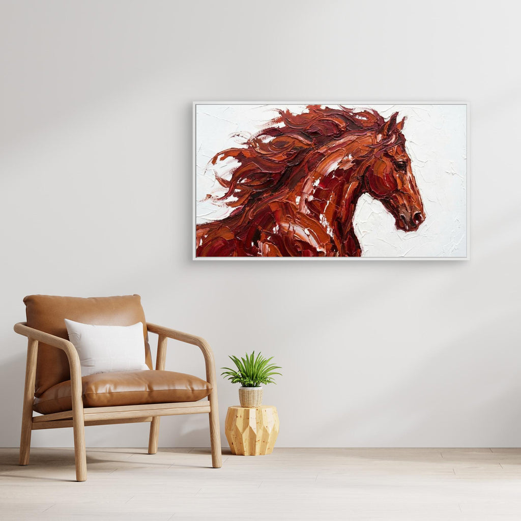 Fire Horse Canvas Print for Modern Hallway Wall Decor - Framed Pop Art