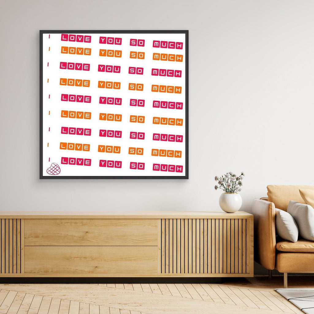 I Love You So Much Wall Art | Retro Pink & Orange Canvas - Framed Pop Art