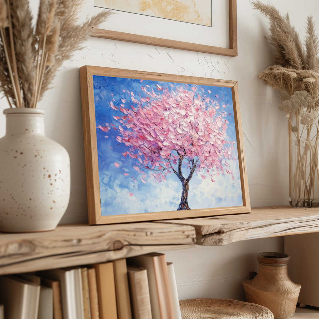 Pink Blossom Tree Canvas Wall Art for Nursery Bedroom - Framed Pop Art