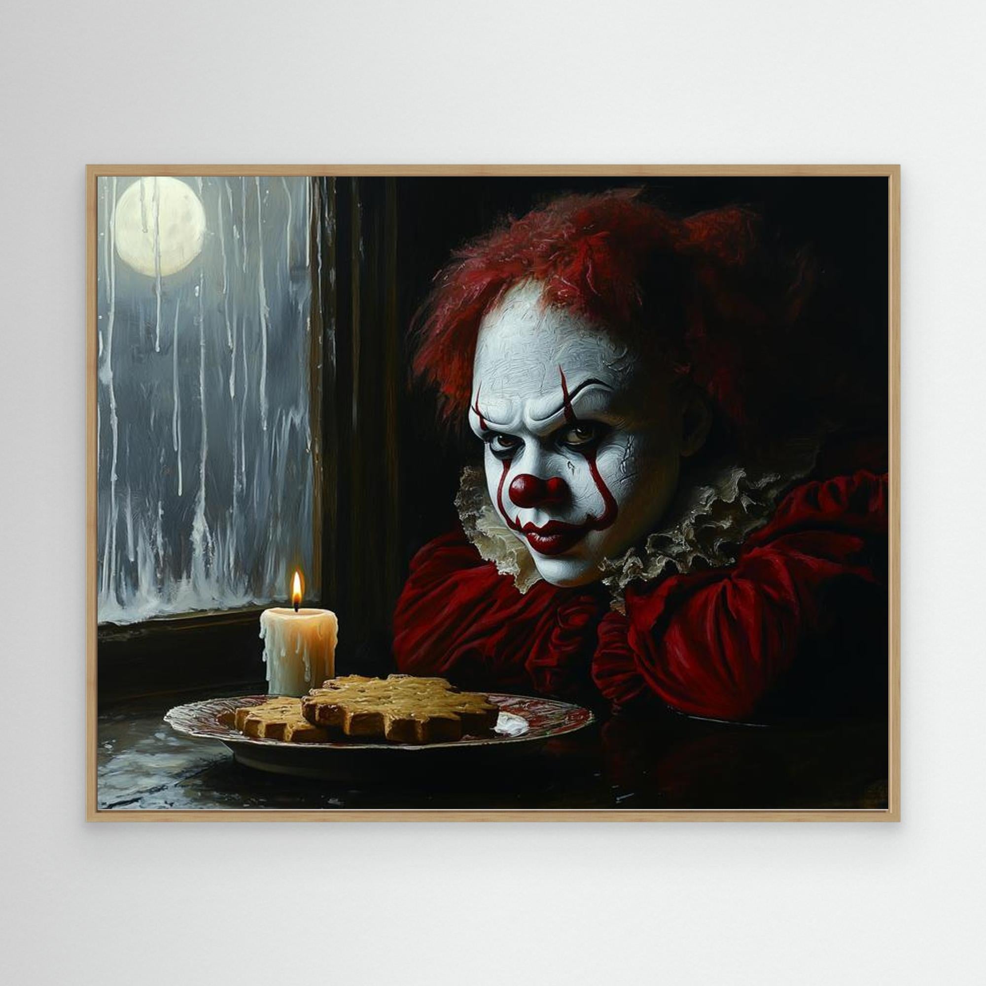 Creepy Clown Horror Canvas Wall Art Print for Night Owls