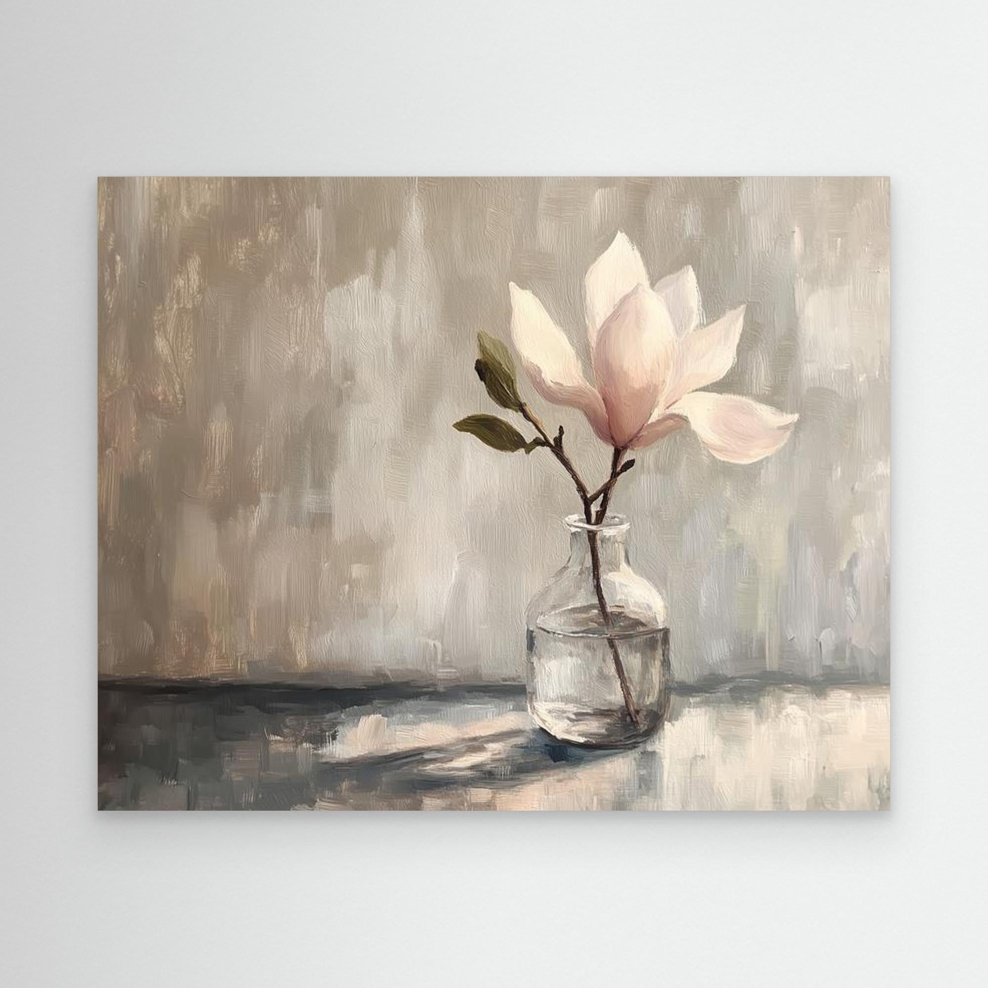 Magnolia in Glass Vase Canvas Print | Calm Floral Wall Art