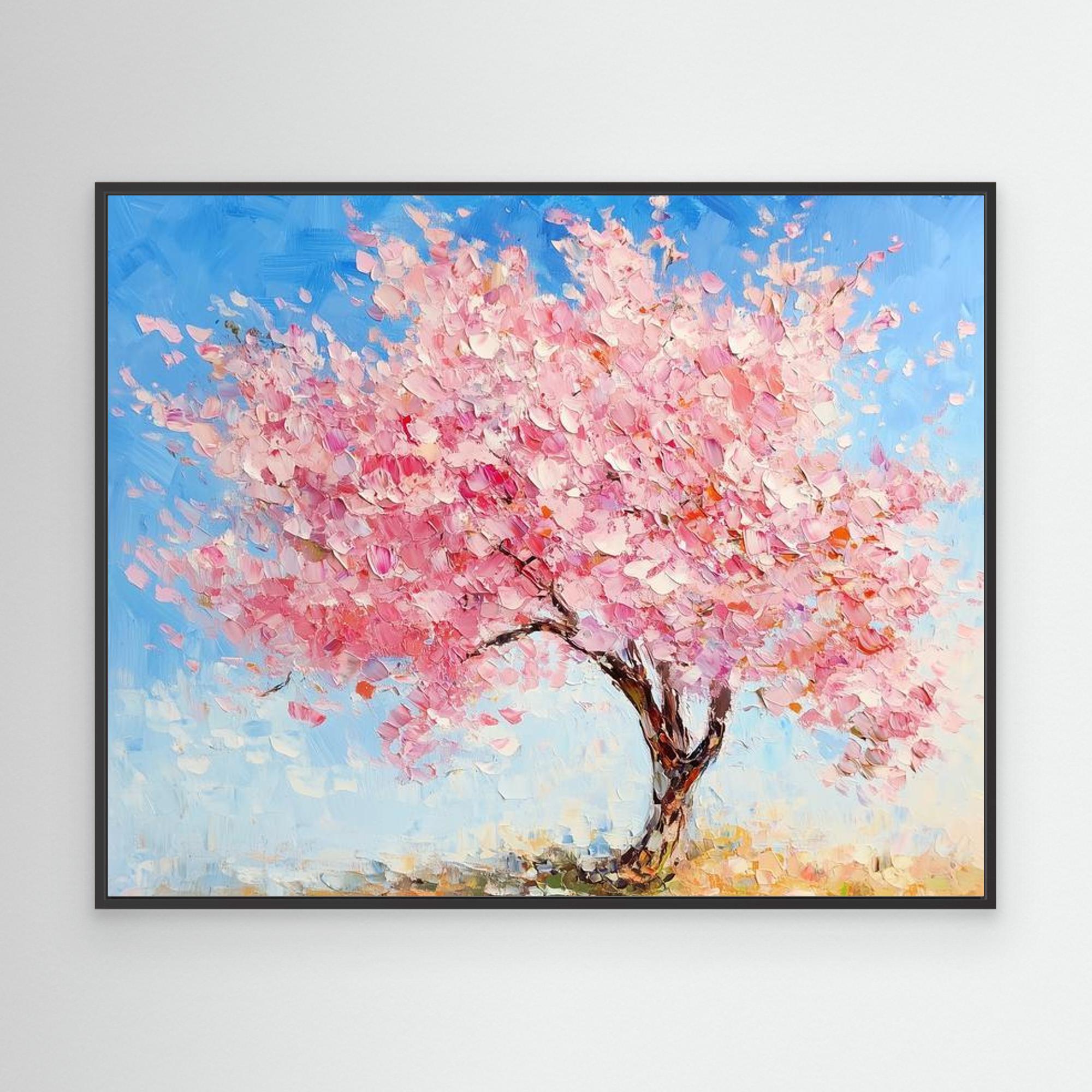 Pink Cherry Blossom Tree Canvas Wall Art for Bedroom