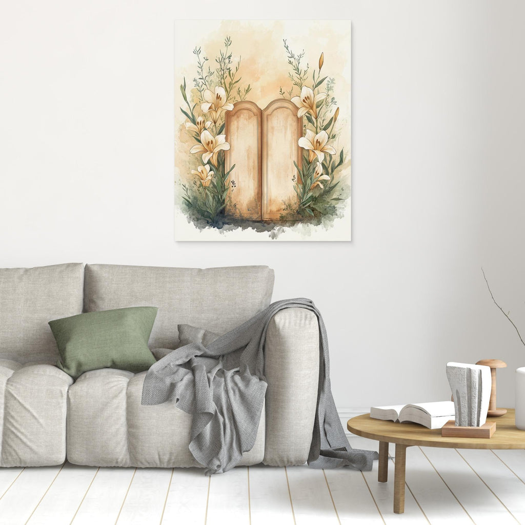 Vintage Lily & Arched Doorway Canvas Wall Art | UK Made - Framed Pop Art