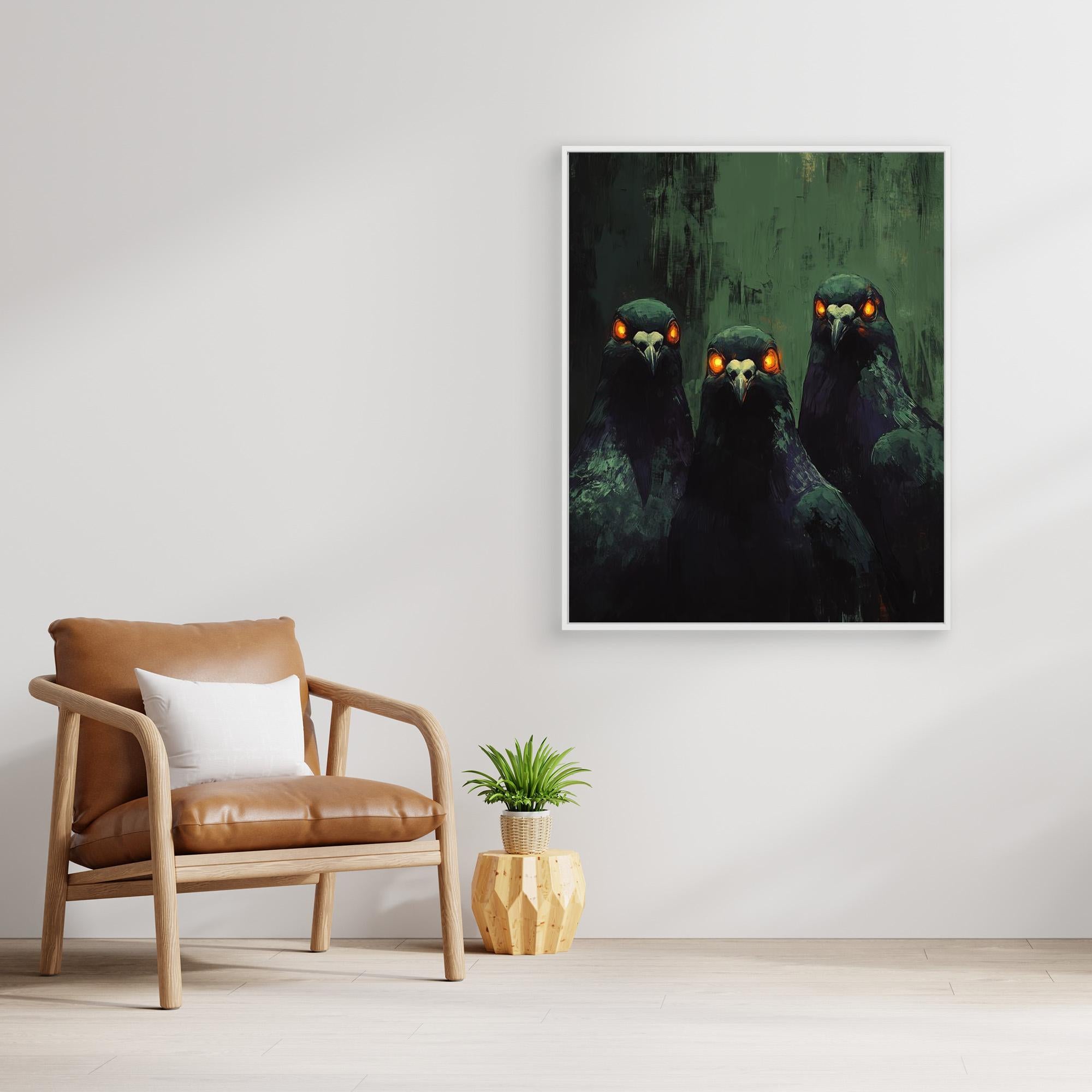 Gothic Raven Wall Art Canvas Print for Dark Bedroom
