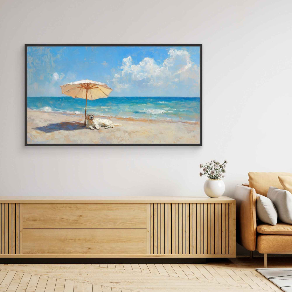 Golden Retriever Beach Art | Coastal Nursery Wall Decor