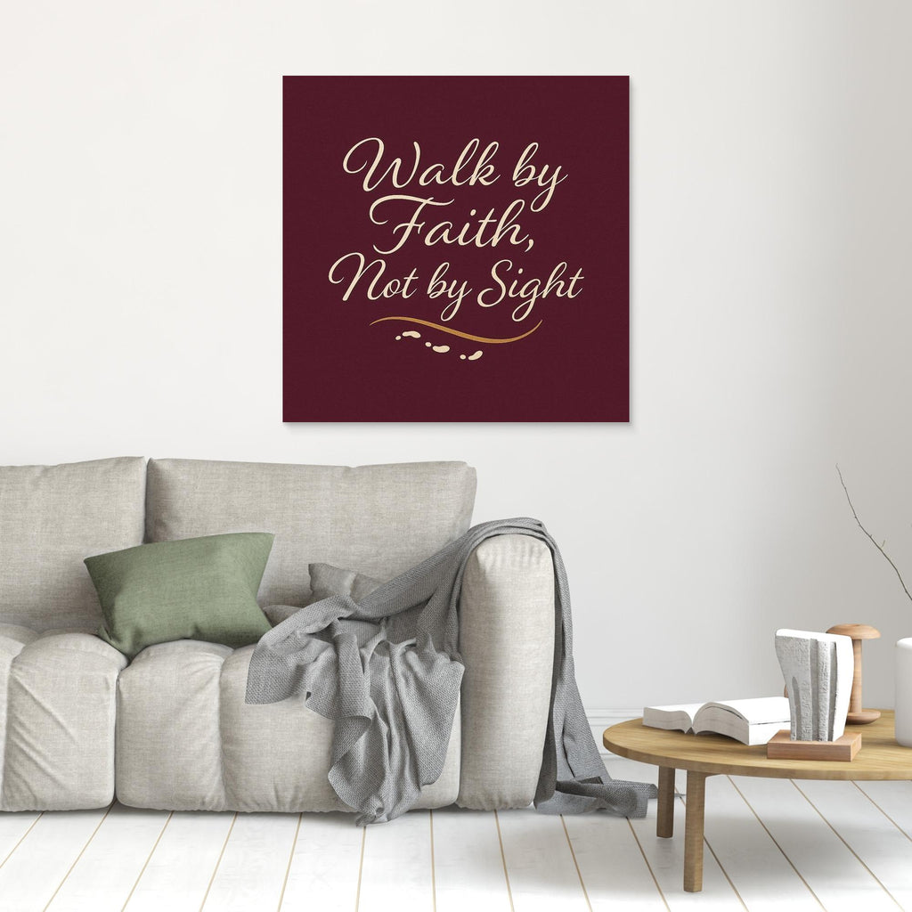 Walk by Faith Wall Art | Christian Bedroom Decor Quote - Framed Pop Art