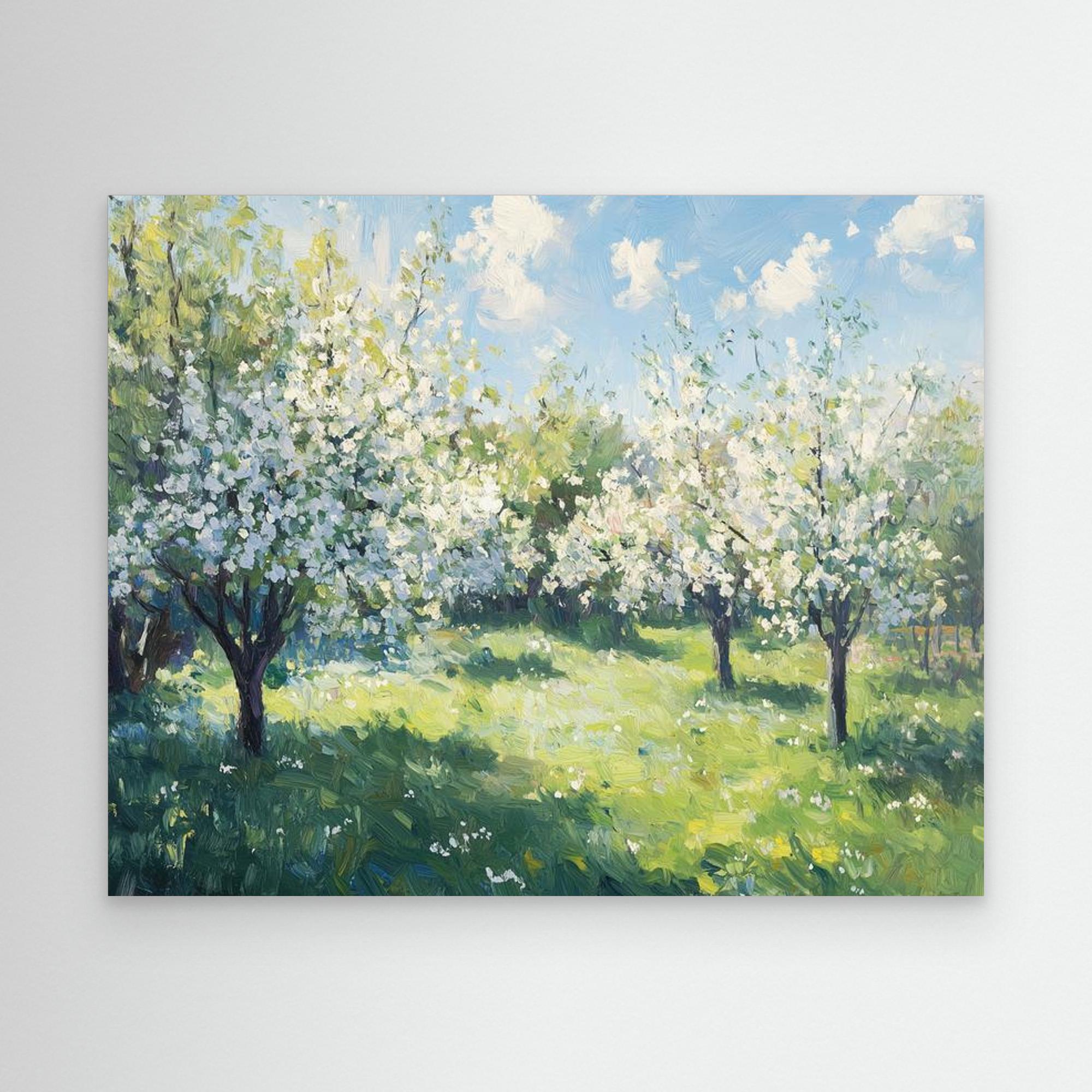Spring Blossom Orchard Canvas Wall Art for Living Room