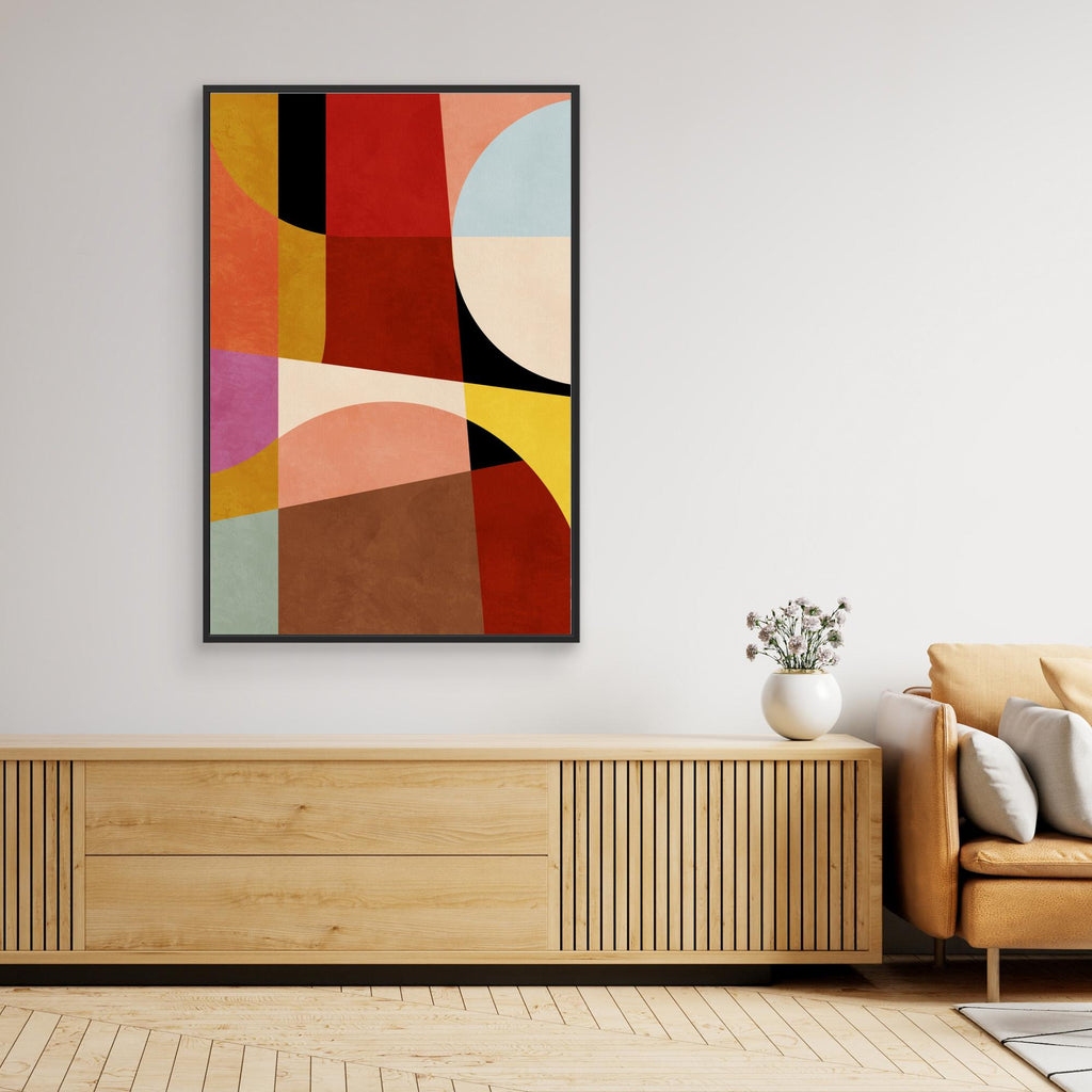 Bauhaus Abstract Shapes – Vibrant Hallway Wall Art - Framed Pop Art