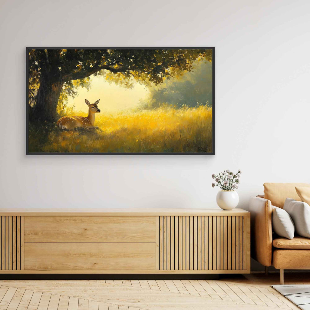 Woodland Fawn Art | Nursery Deer Canvas Print | 80 x 45 cm