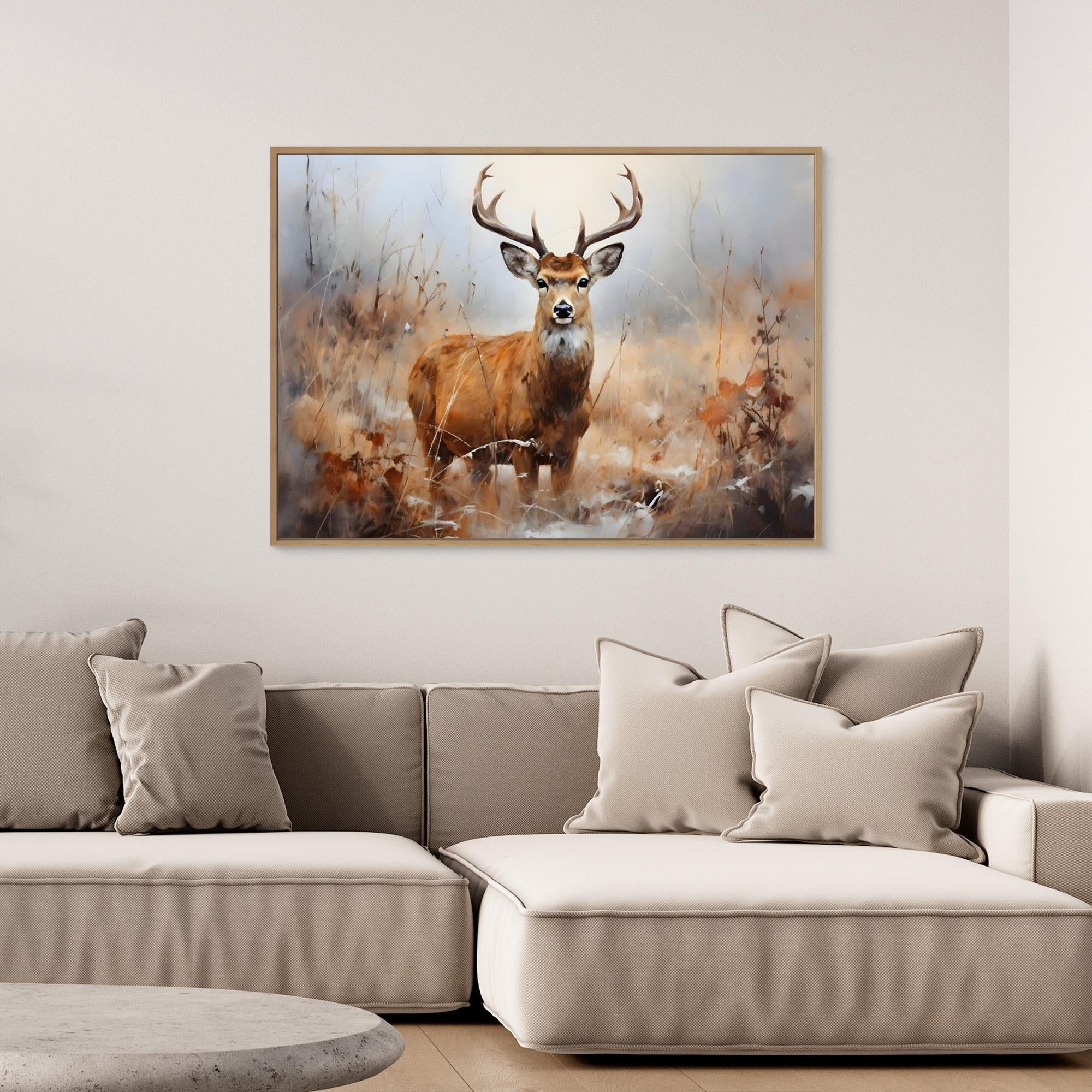 Majestic Stag Canvas Print | Rustic Lodge Hallway Wall Art - Framed Pop Art