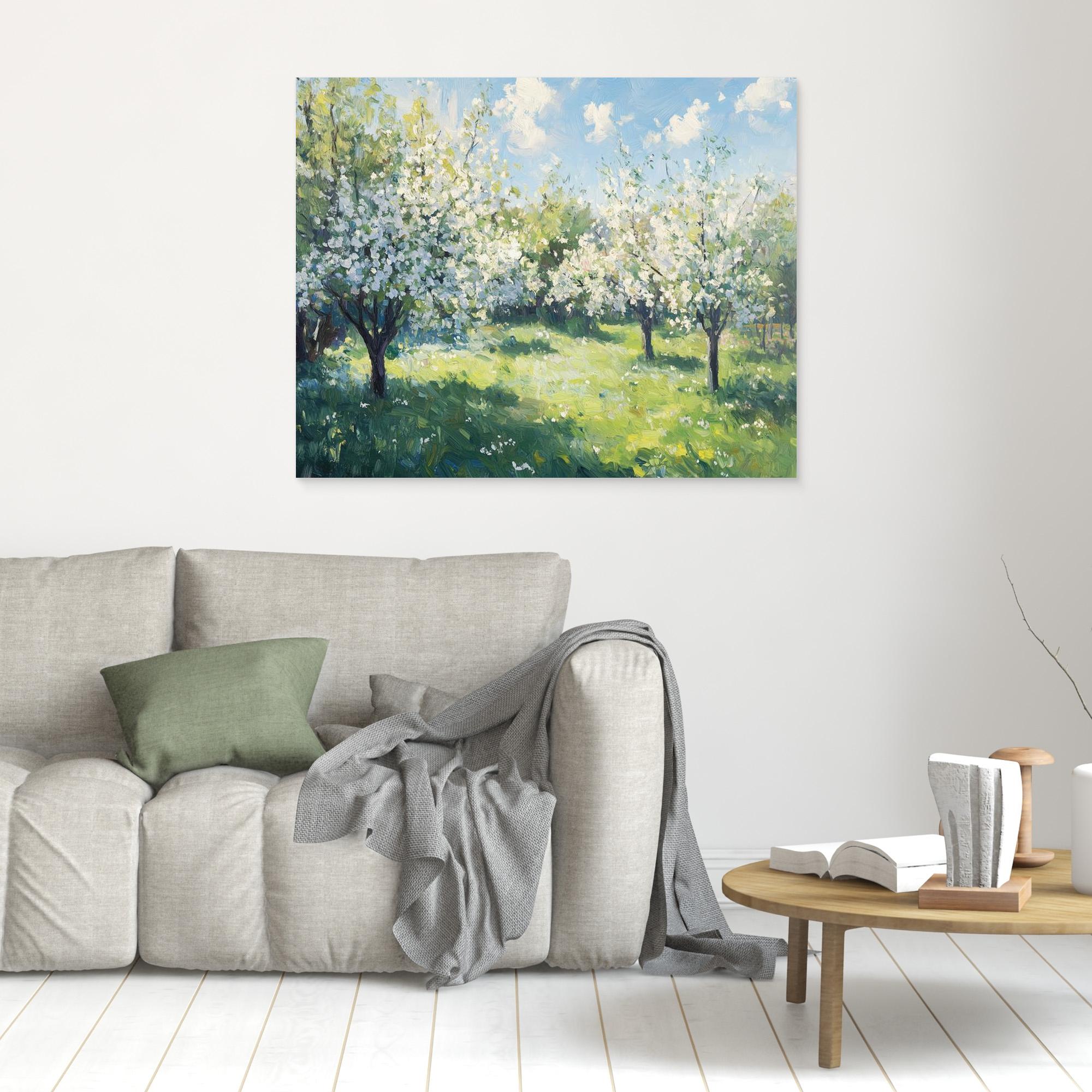 Spring Blossom Orchard Canvas Wall Art for Living Room