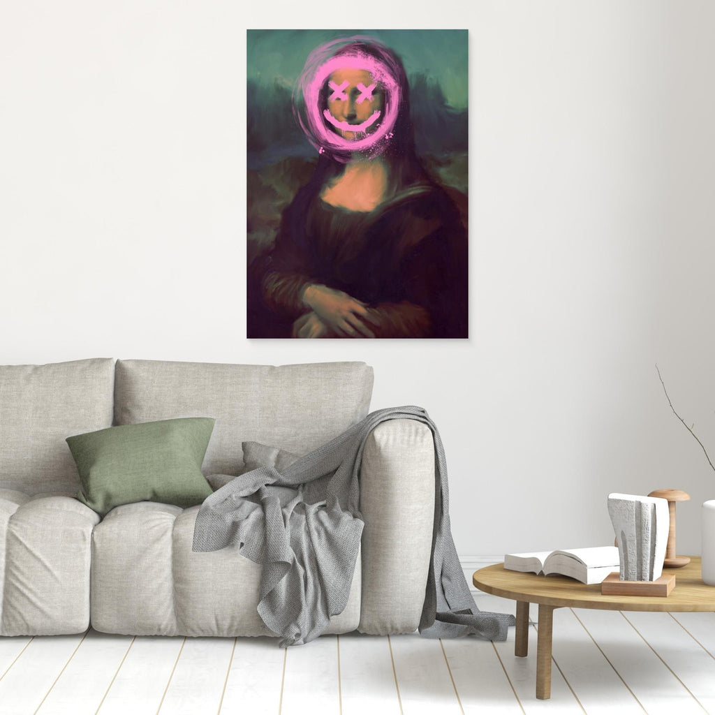 Neon Mona Lisa Street Art Canvas | Graffiti Pop Art Print - Framed Pop Art