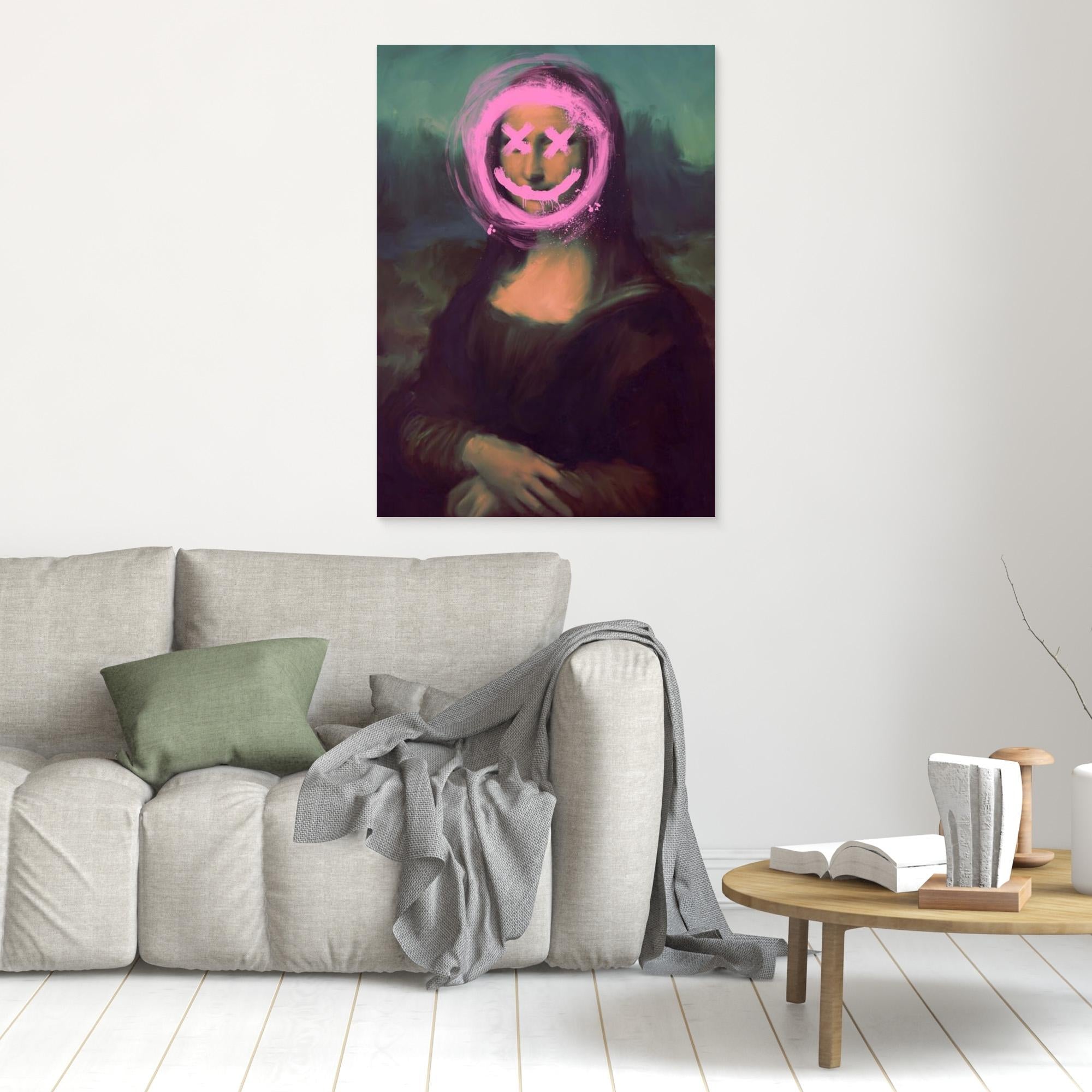 Neon Mona Lisa Street Art Canvas | Graffiti Pop Art Print