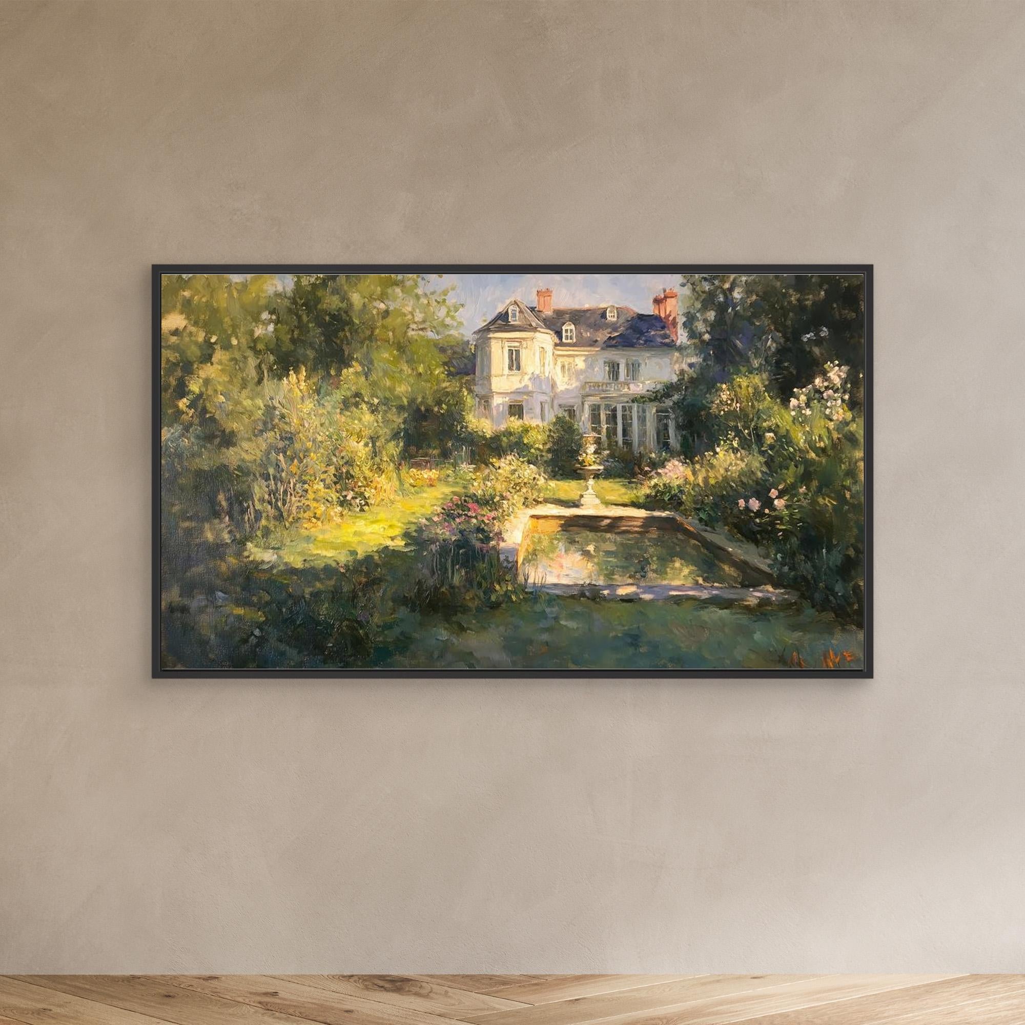 Impressionist Garden & Country House Framed Canvas Art