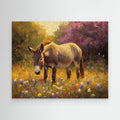Donkey in Wildflower Meadow Canvas Wall Art | Country Decor - Framed Pop Art