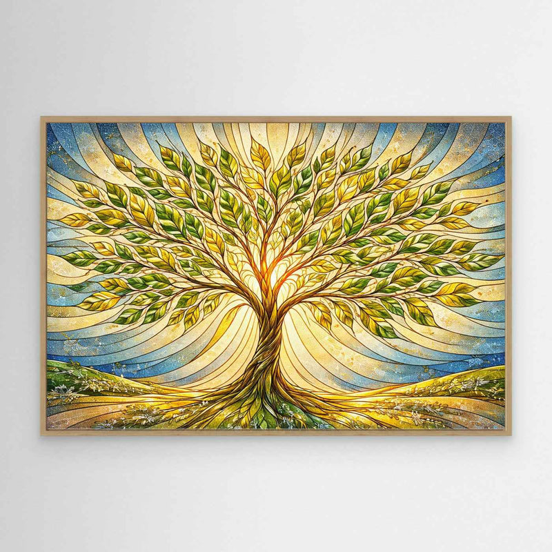 Green Tree of Life Wall Art | Sunlit Hallway Wall Decor