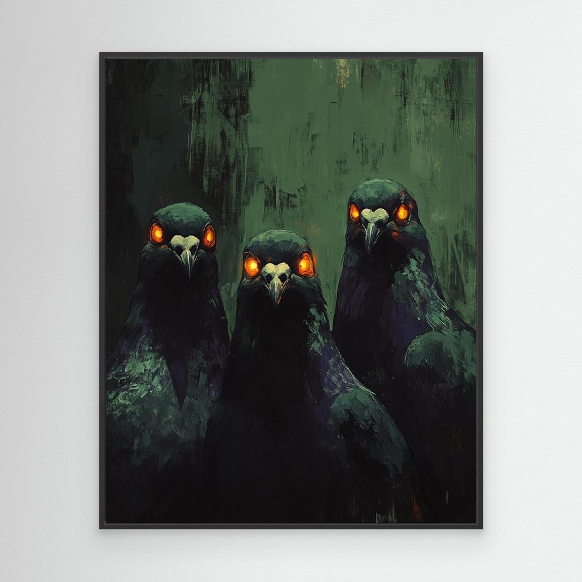 Gothic Raven Wall Art Canvas Print for Dark Bedroom