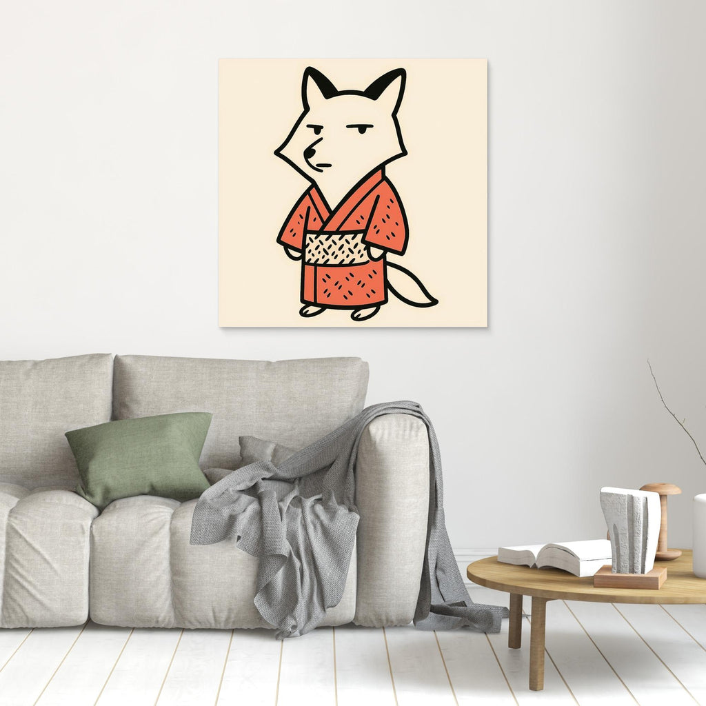 Japanese Fox Kimono Wall Art | Nursery & Playroom Decor - Framed Pop Art