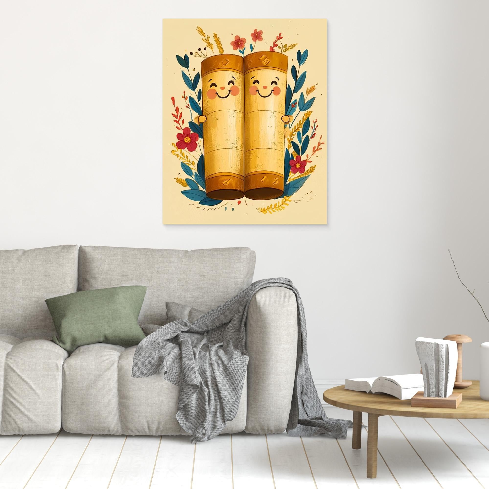 Cute Happy Scrolls Art Print | Whimsical Nursery Wall Decor - Framed Pop Art