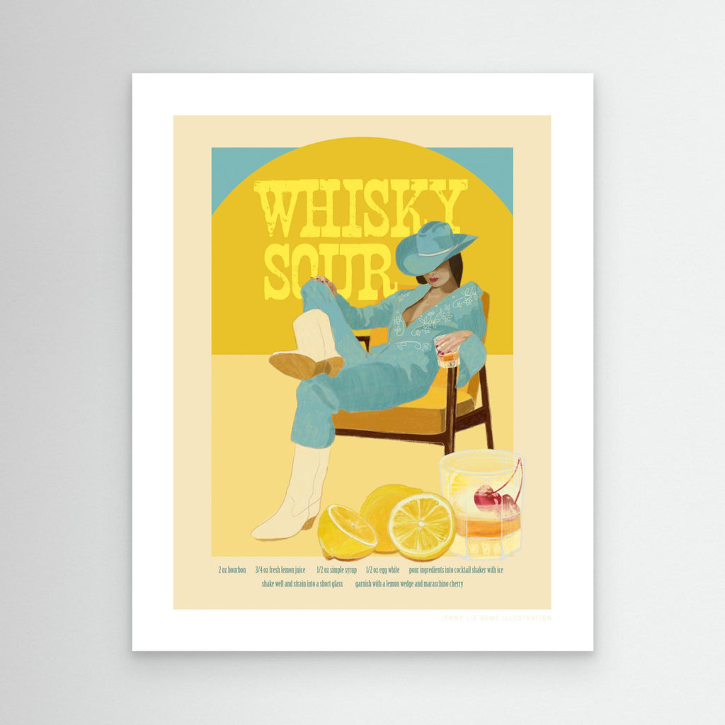 Teal Whisky Sour Cocktail Art | Retro Bar & Kitchen Decor - Framed Pop Art