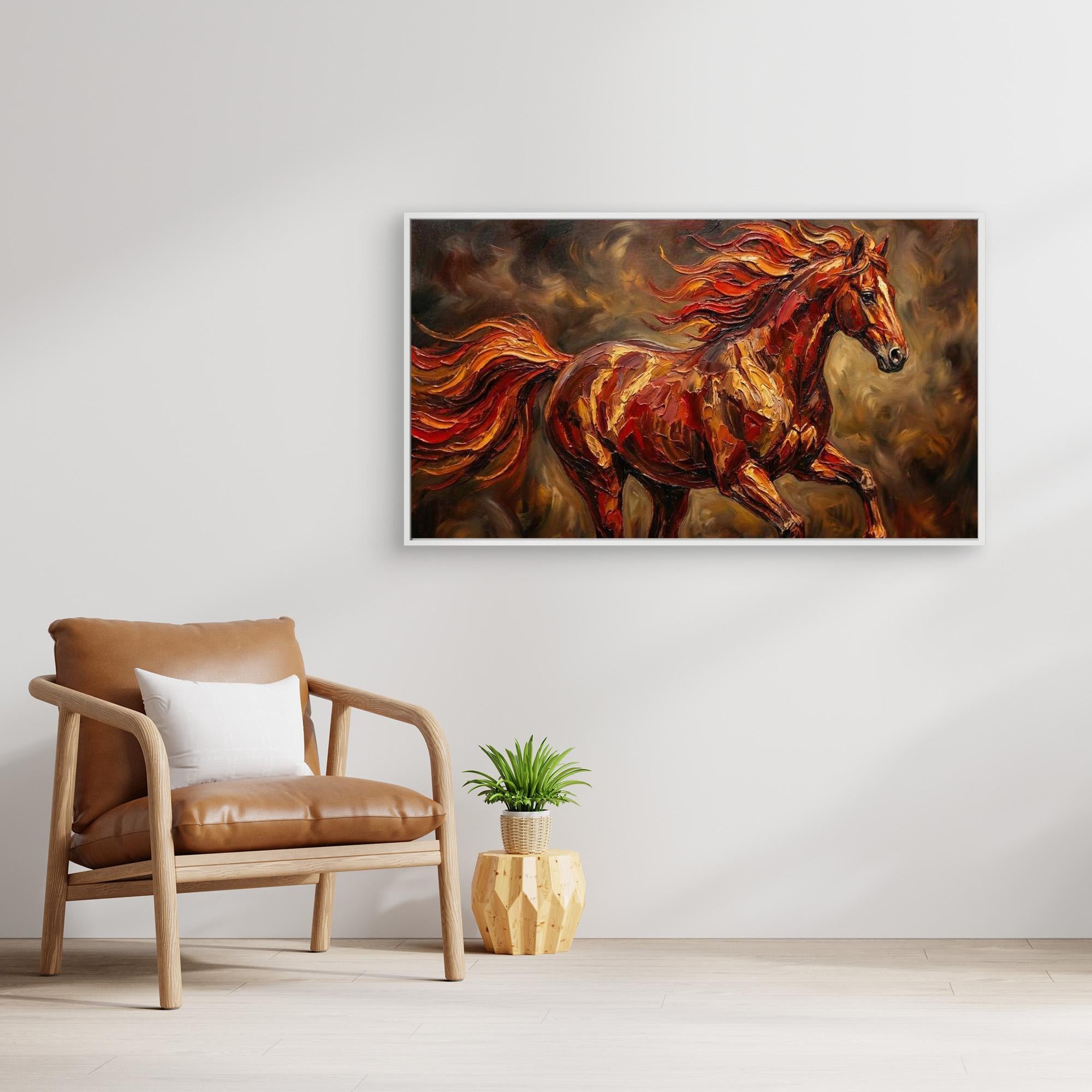 Fire Horse Chinese New Year Canvas Print for Lounge - Framed Pop Art