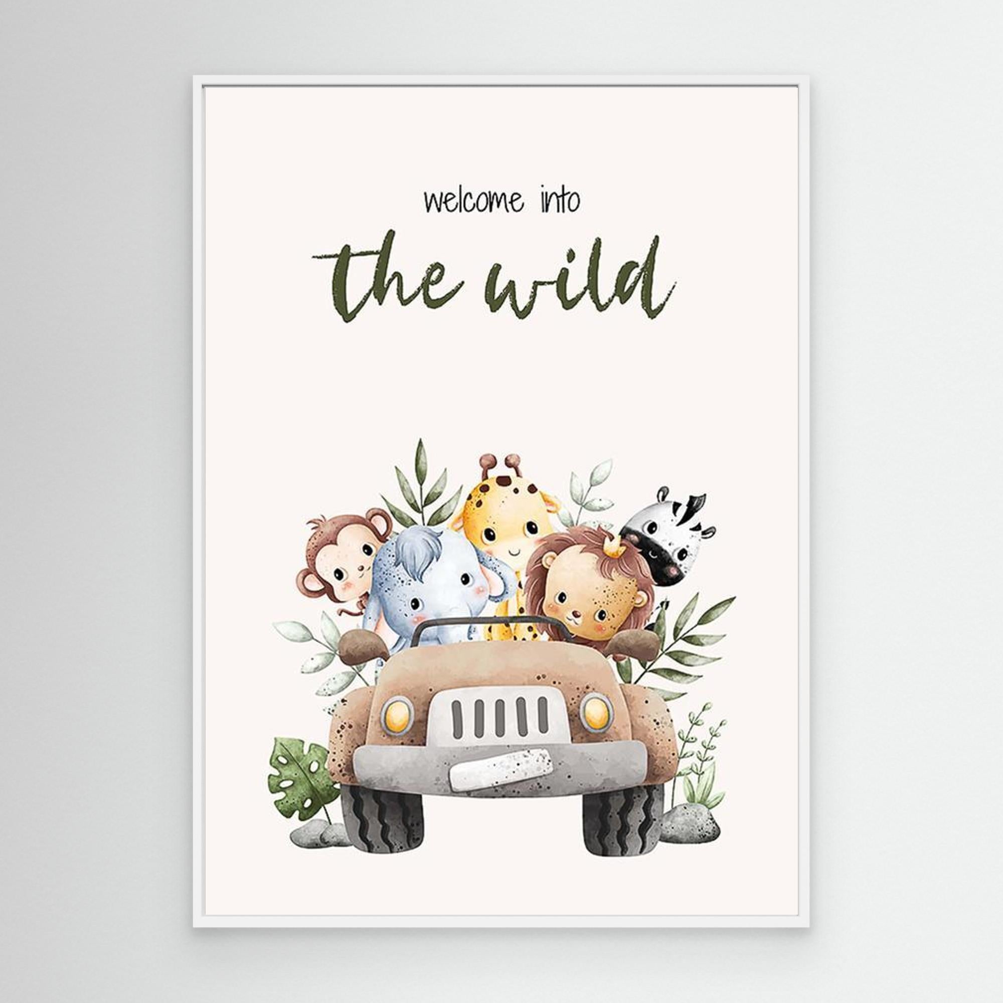 Welcome to the Wild Safari Nursery Wall Art Canvas - Framed Pop Art