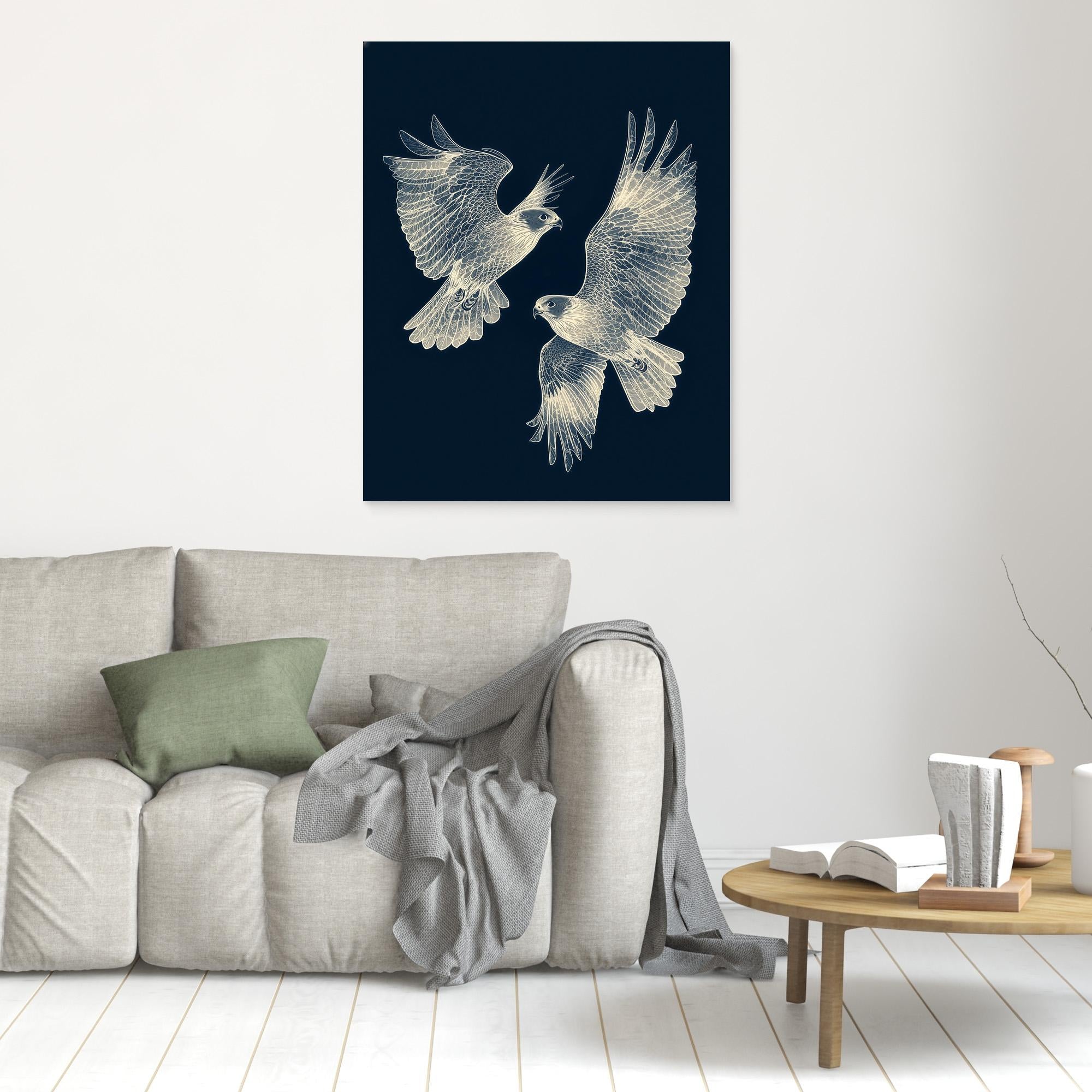 Large Framed Wall Art – Elegant Falcon Birds Canvas - Framed Pop Art