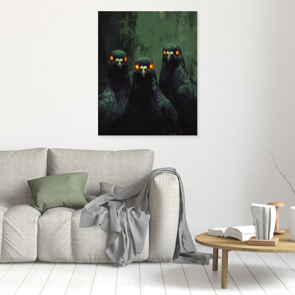 Gothic Raven Wall Art Canvas Print for Dark Bedroom