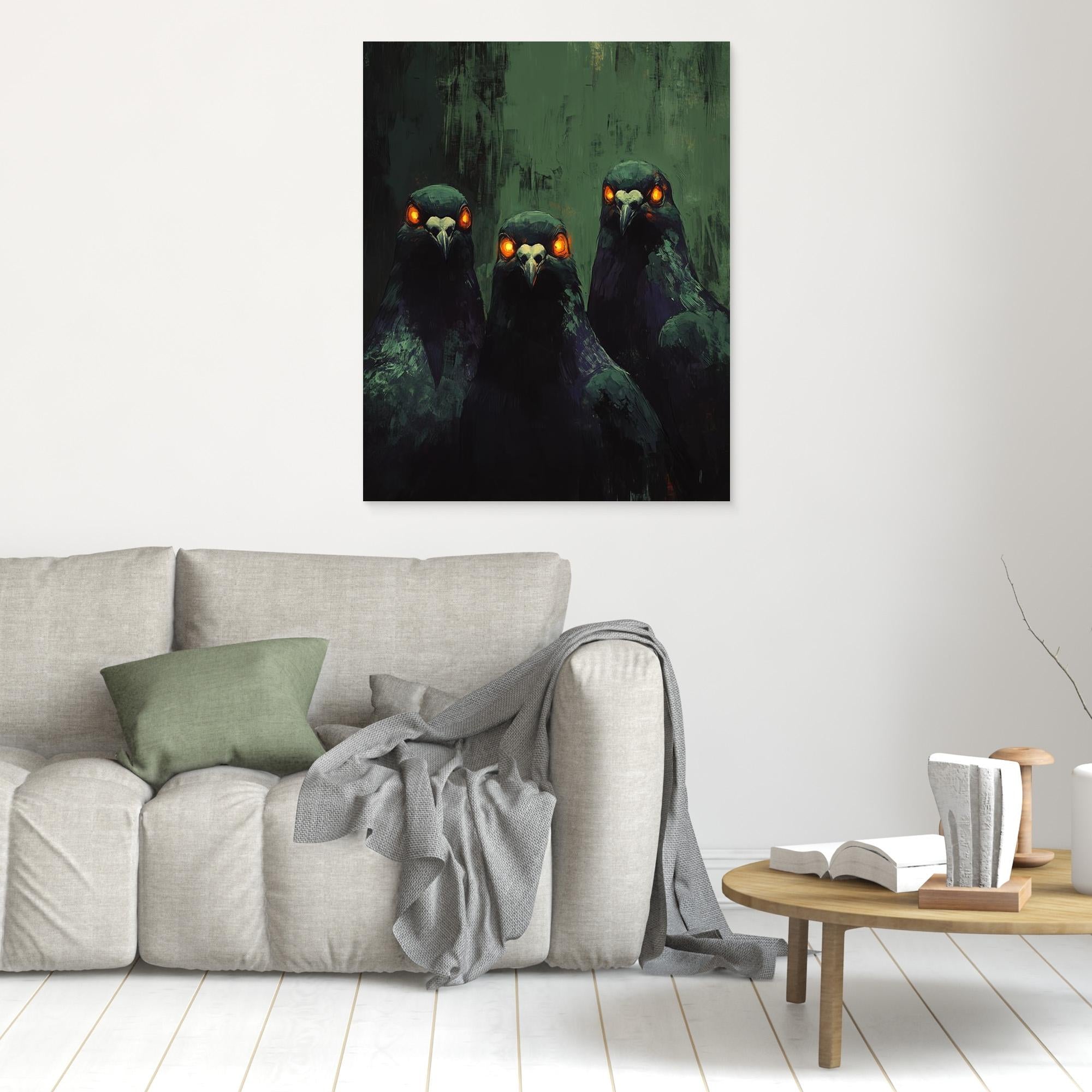 Gothic Raven Wall Art Canvas Print for Dark Bedroom