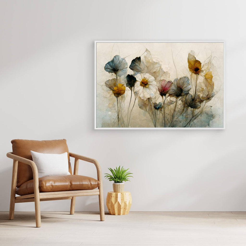 Hallway Wall Art – Ethereal Wildflower Meadow Landscape Canvas - Framed Pop Art