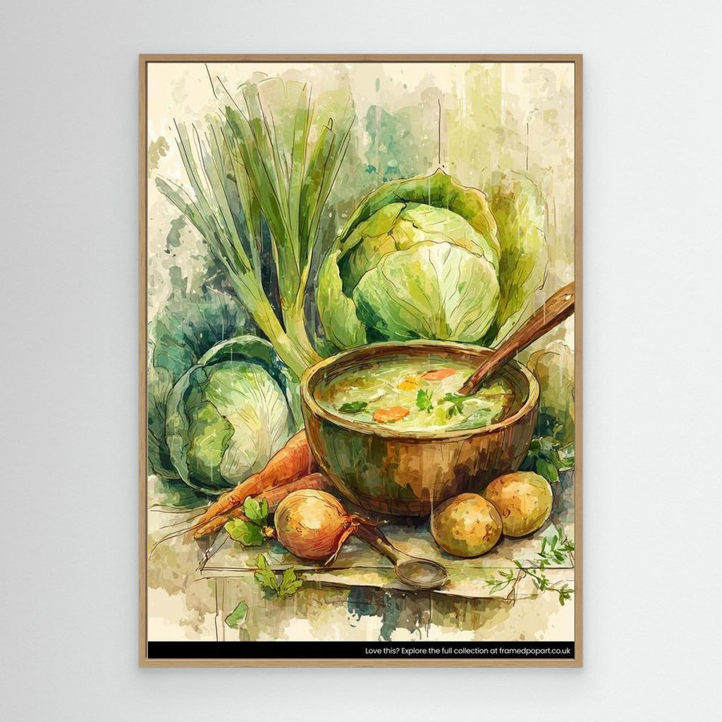 Rustic Watercolour Kitchen Art | Country Farmhouse Decor - Framed Pop Art