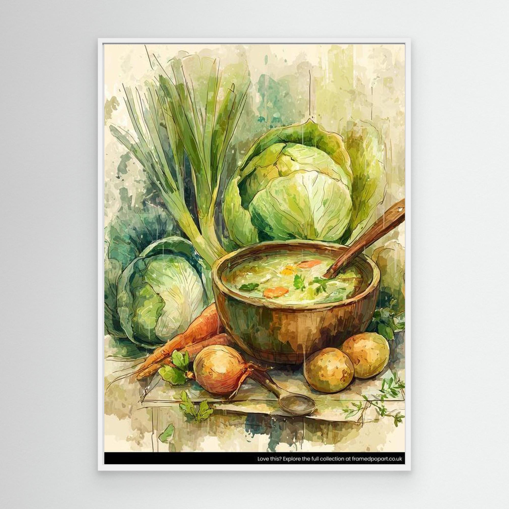 Rustic Watercolour Kitchen Art | Country Farmhouse Decor - Framed Pop Art