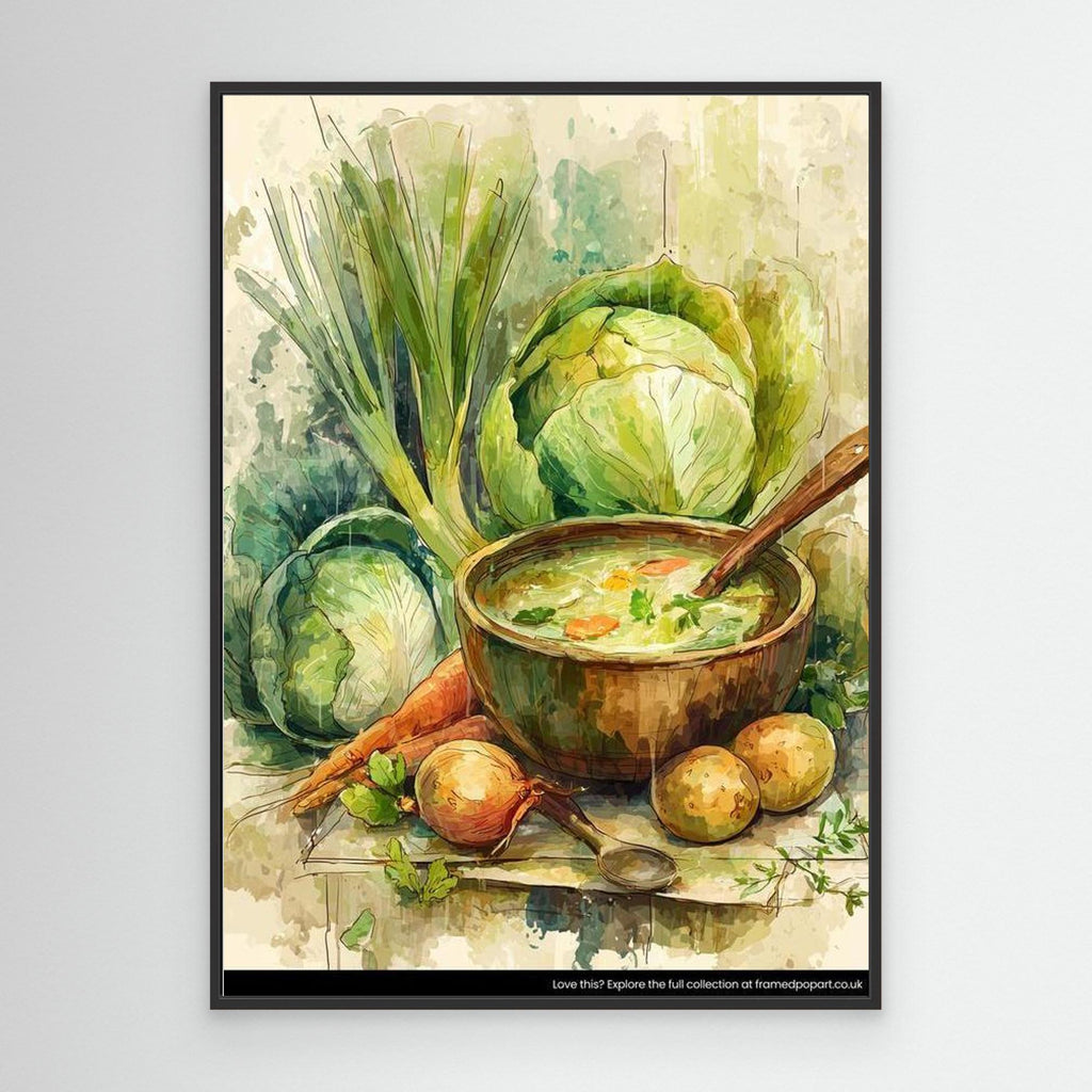 Rustic Watercolour Kitchen Art | Country Farmhouse Decor - Framed Pop Art