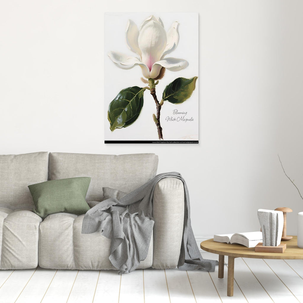 Free White Magnolia Floral Art Print | Nursery & Bedroom Decor - Framed Pop Art