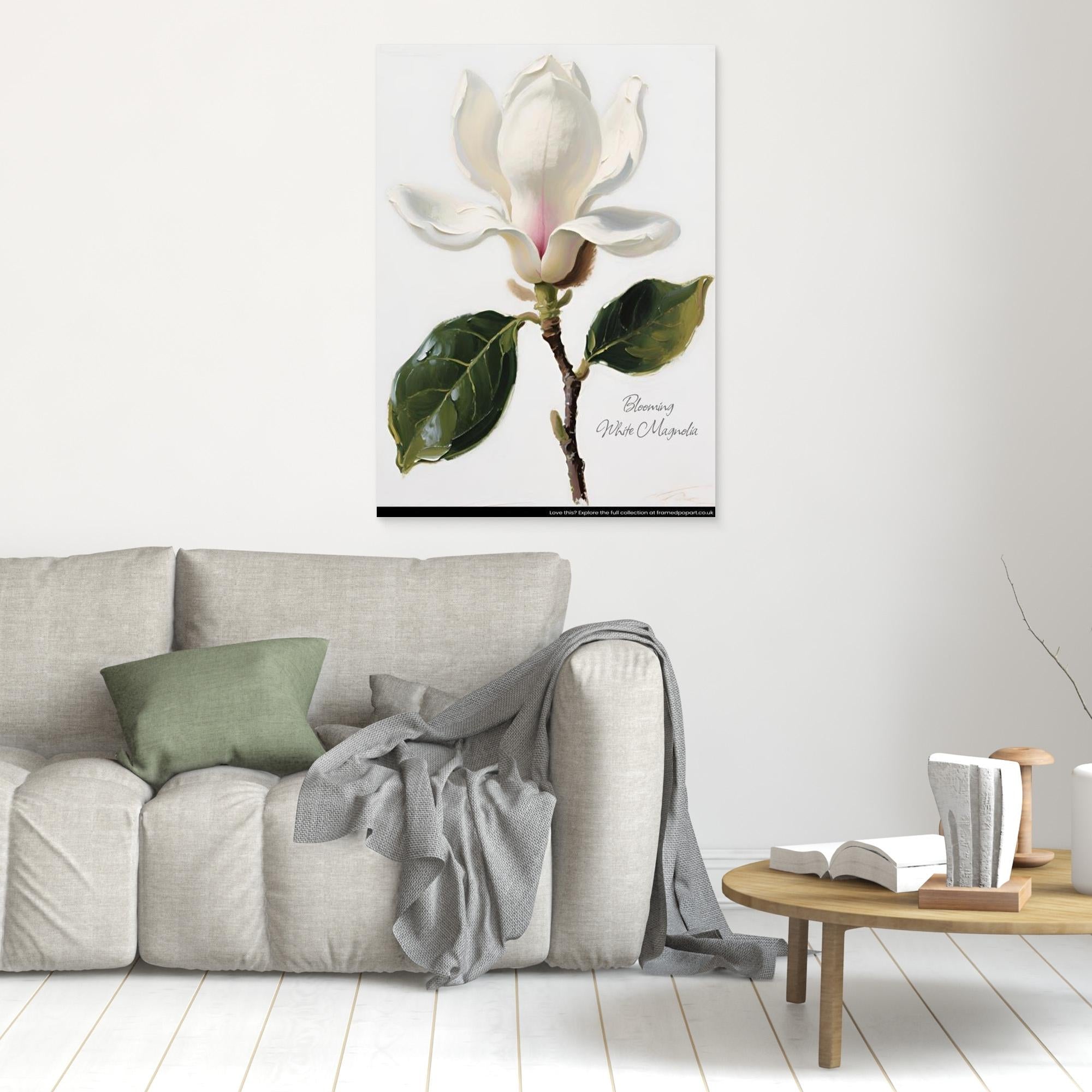 Free White Magnolia Floral Art Print | Nursery & Bedroom Decor - Framed Pop Art