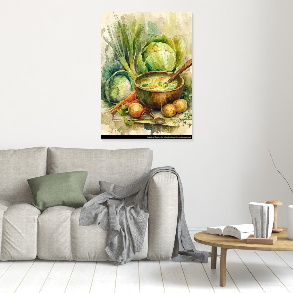 Rustic Watercolour Kitchen Art | Country Farmhouse Decor - Framed Pop Art