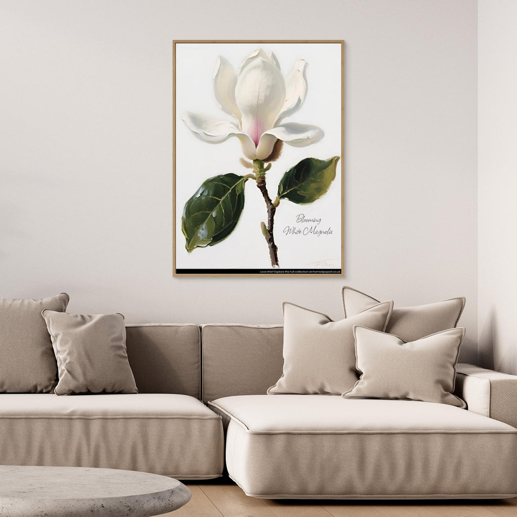 Free White Magnolia Floral Art Print | Nursery & Bedroom Decor - Framed Pop Art