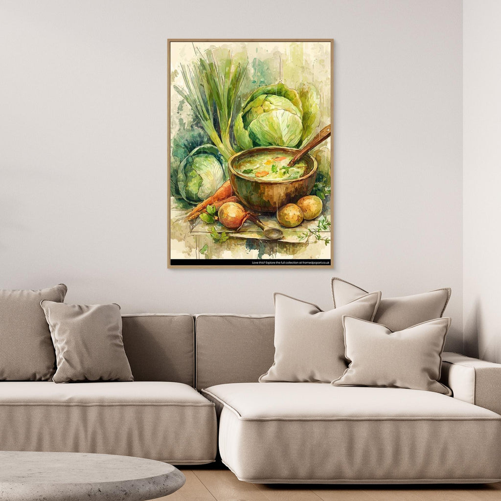Rustic Watercolour Kitchen Art | Country Farmhouse Decor - Framed Pop Art