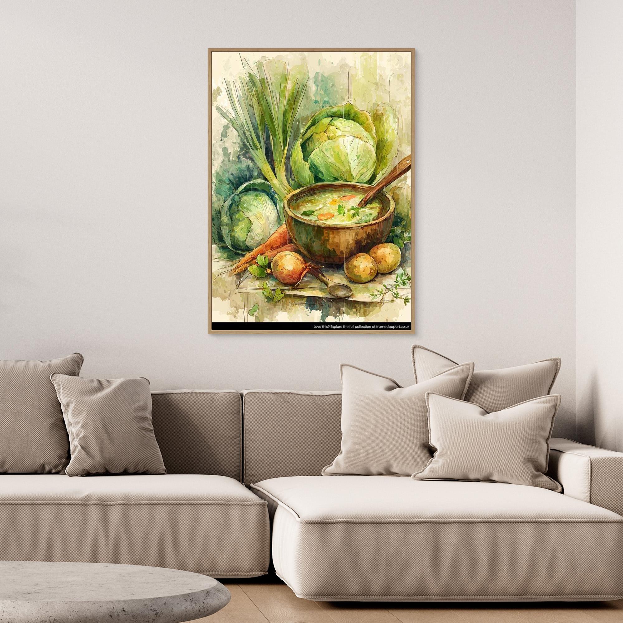 Rustic Watercolour Kitchen Art | Country Farmhouse Decor - Framed Pop Art