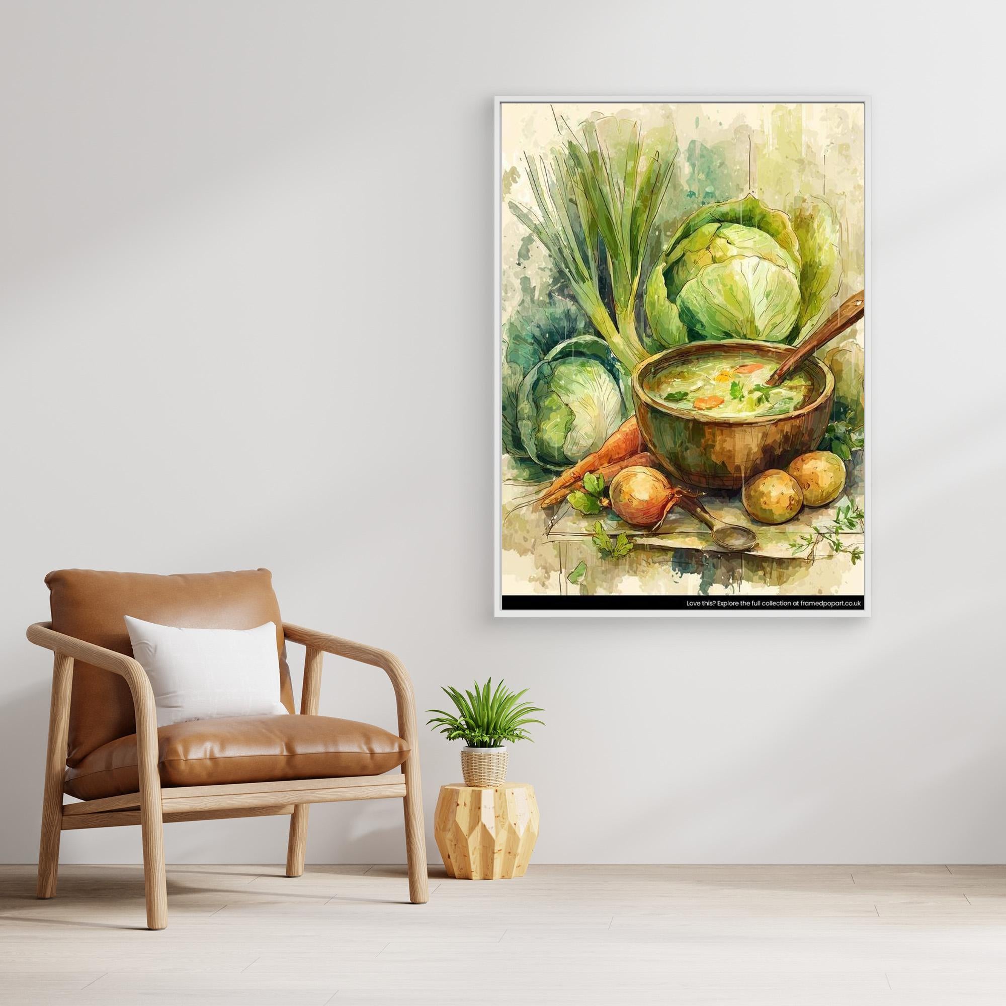 Rustic Watercolour Kitchen Art | Country Farmhouse Decor - Framed Pop Art
