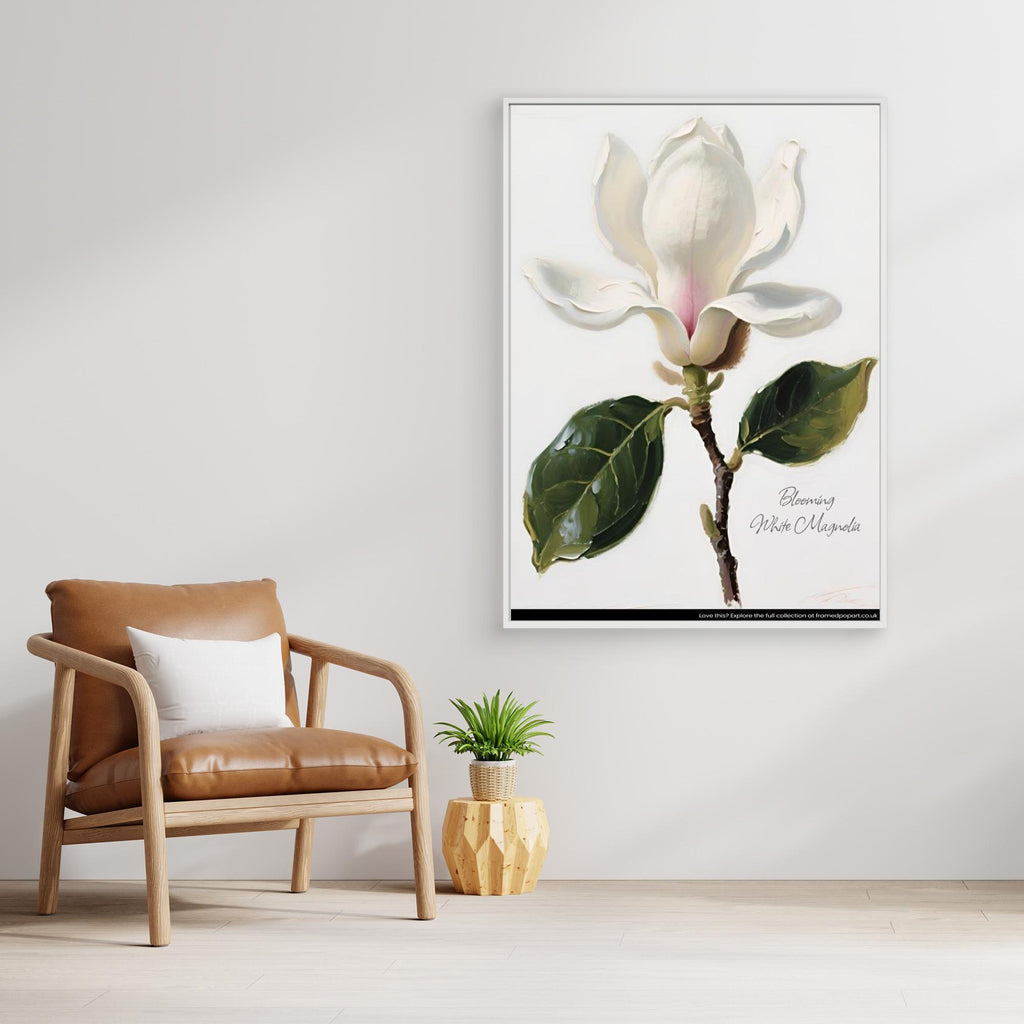 Free White Magnolia Floral Art Print | Nursery & Bedroom Decor - Framed Pop Art