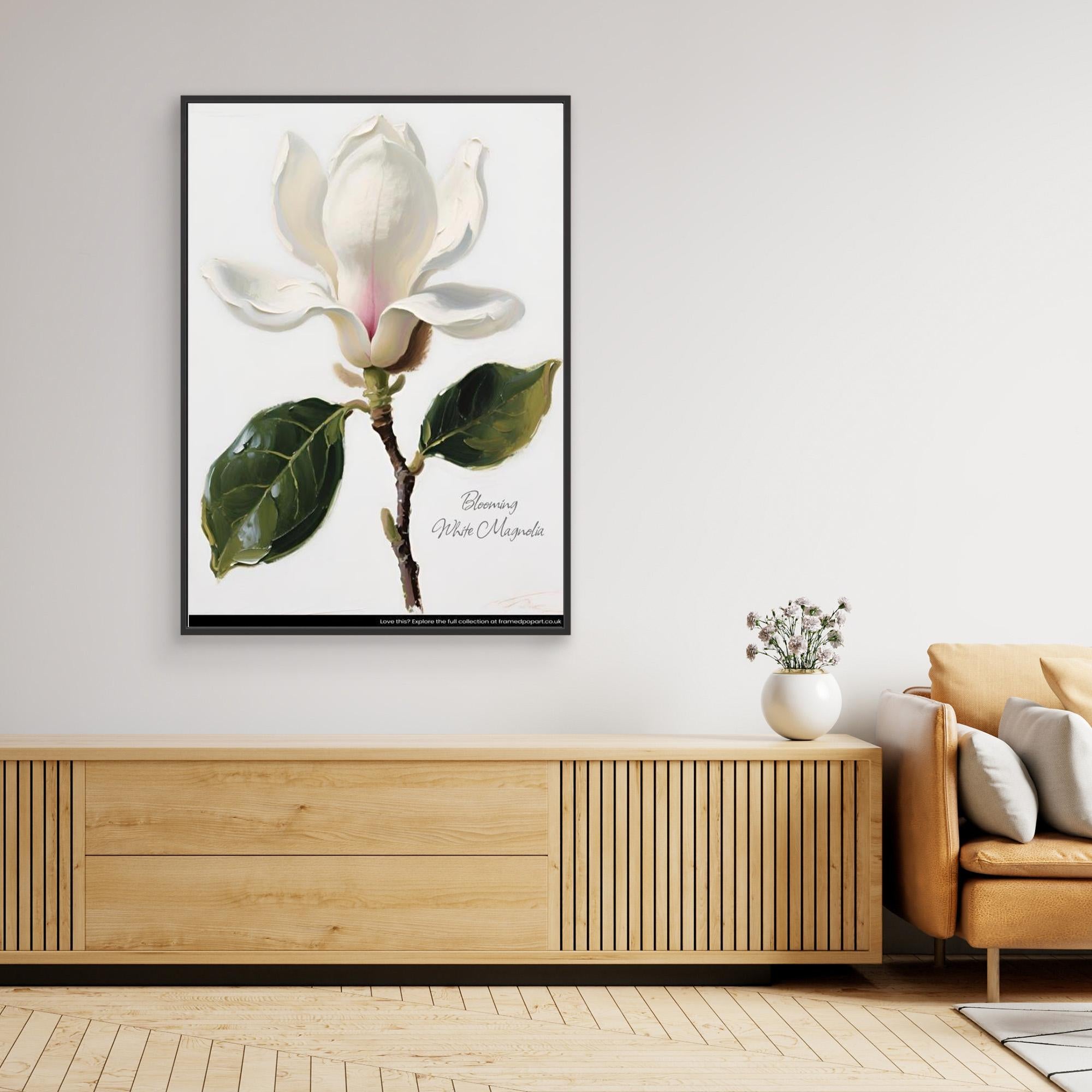 Free White Magnolia Floral Art Print | Nursery & Bedroom Decor - Framed Pop Art