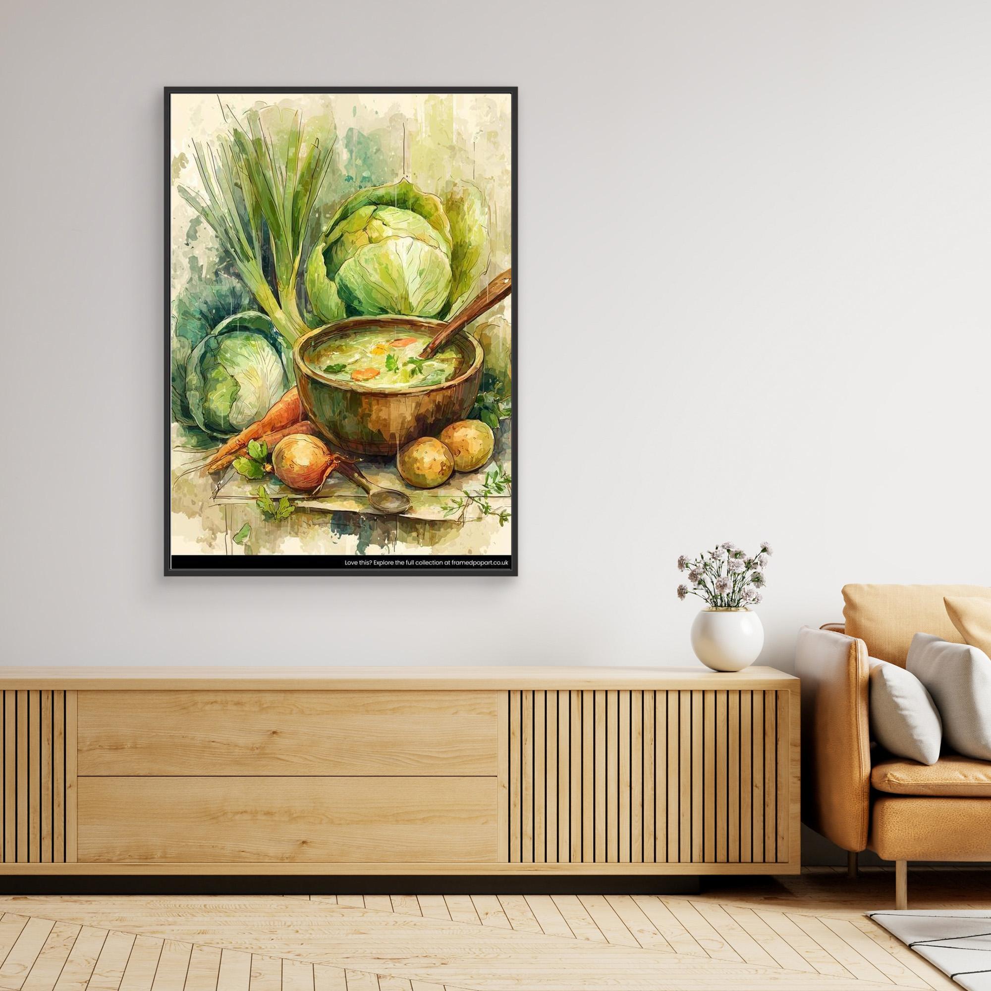 Rustic Watercolour Kitchen Art | Country Farmhouse Decor - Framed Pop Art