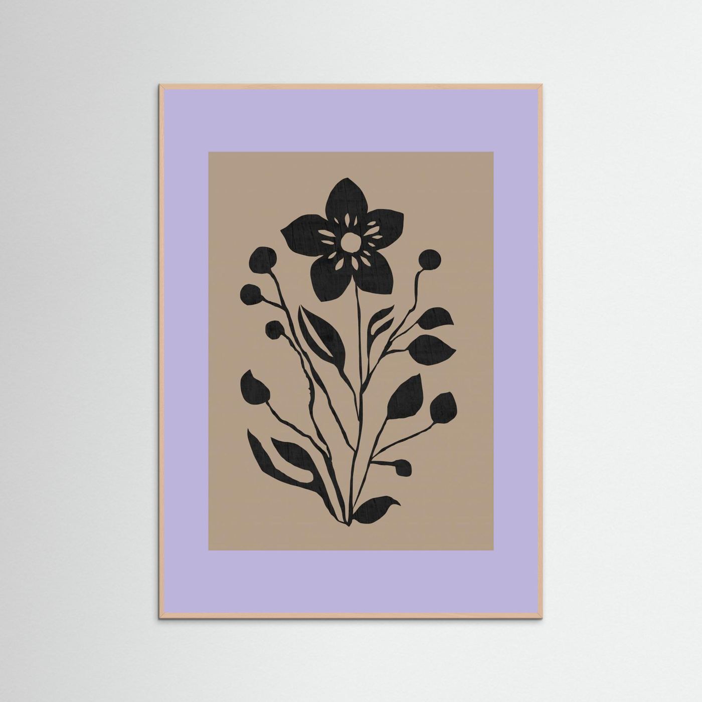 Black Flower Modern Botanical Silhouette by Cartissi