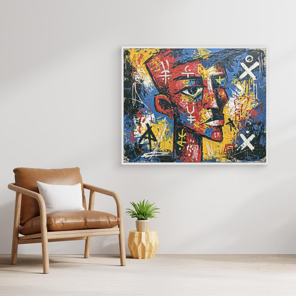 Abstract Mask Portrait Framed Pop Art Canvas